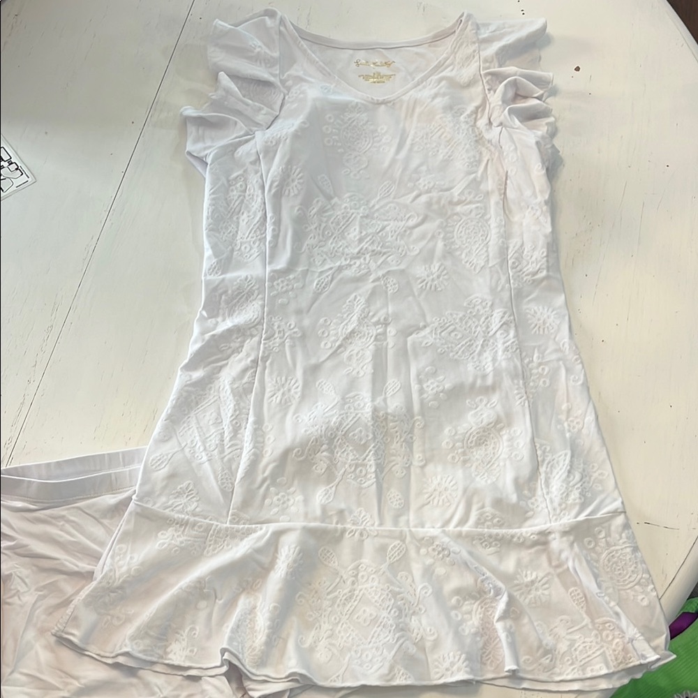 Lilly Pulitzer White Ruffled Sleeveless Tennis Dress